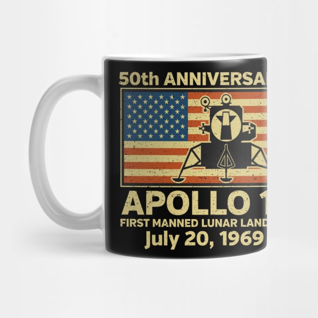 Apollo 11 American Flag 50th Anniversary Moon Landing by RadStar